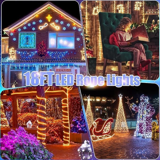 Vigdur LED Rope Lights Outdoor - 18ft Warm White Rope Lights Waterproof with Connectable Clear Plastic Tube, Flexible LED Tube Lights for Garden, Patio, Pool, Bedroom, Party (216 LEDs) - Image 3